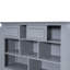 Lit plateforme simple en bois massif gris avec armoire tout-en-un, 4 tiroirs sur les côtés et 6 têtes de lit pour une chambre à coucher de taille verticale de chaque côté, 12 compartiments de rangement pour économiser de l'espace-1832242830