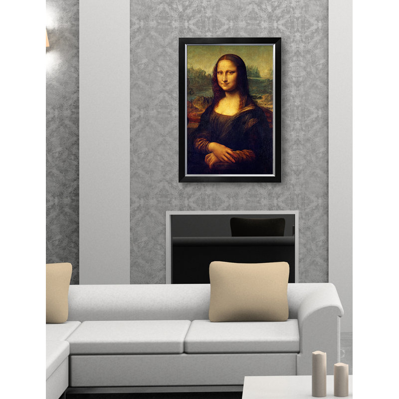 «Mona Lisa» par Leonardo da Vinci, reproduction sur toile, H 30 po x l 20 po x P 1,5 po, Cadre noir
