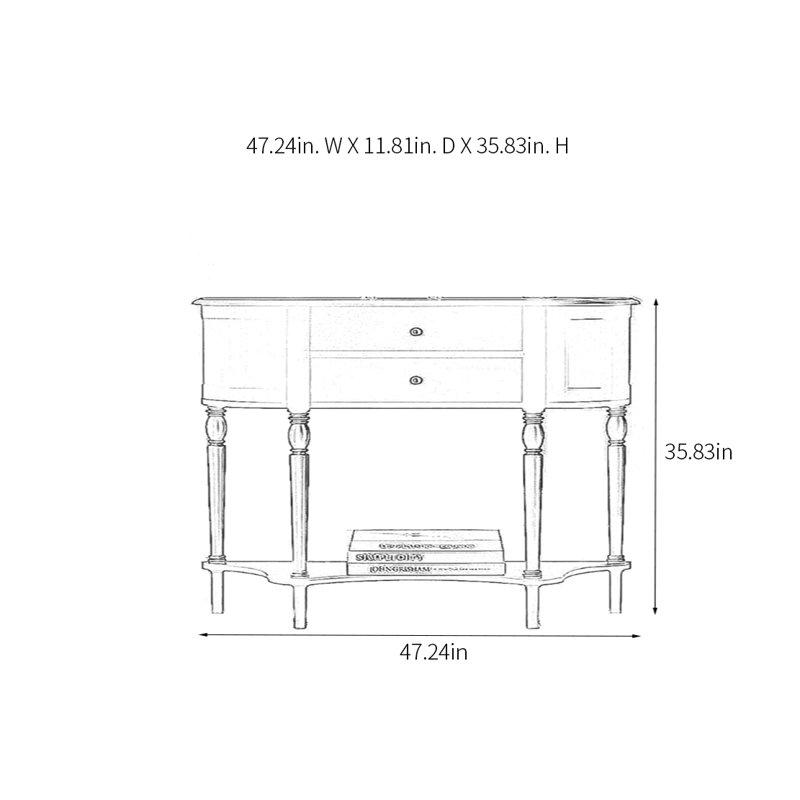 Modern Semi-Circular Console Table, 35.83" H x 47.24" W x 11.81" D
