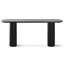Ensemble de console noire 70 po avec 2 repose-pieds ronds rembourrés-132947722-134502933