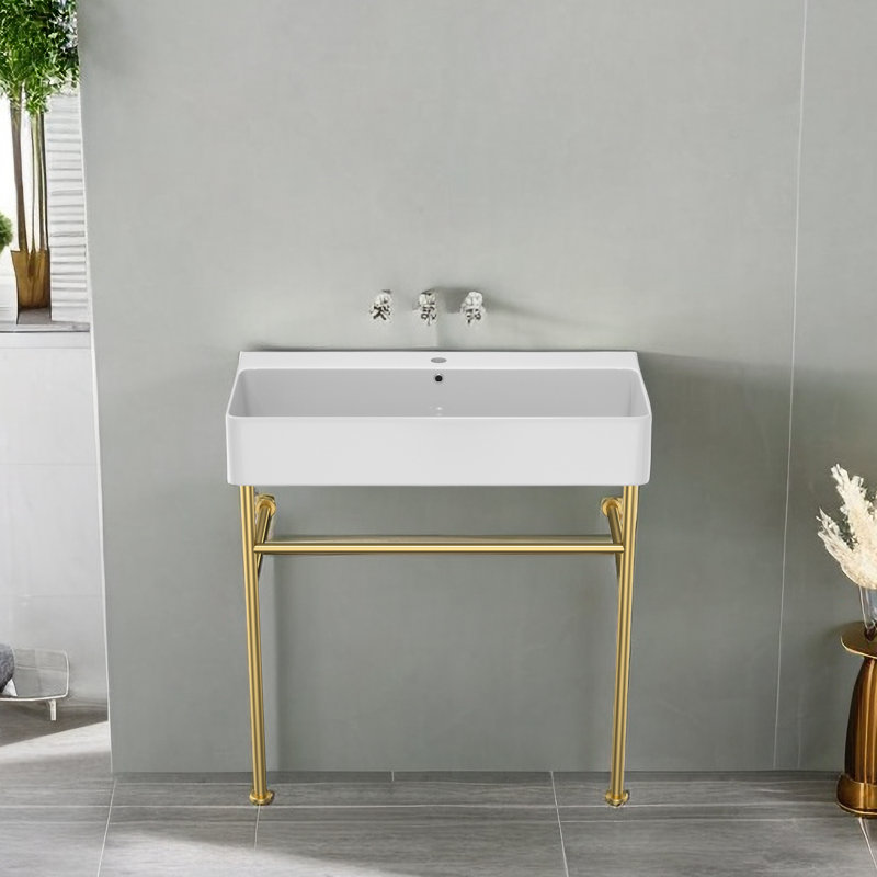 APRESSHUI 16.3'' Rectangular Bathroom Sink, Gold