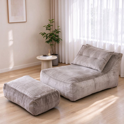 Canapé-lit convertible en fausse fourrure de 39,4 po de largeur avec repose-pieds et coussin (café)