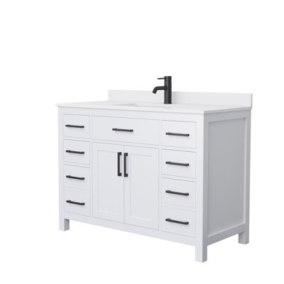 Meuble-lavabo simple autoportant 48 po avec plateau en marbre Beckett
