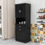 Armoire de salle de bain haute Graisyn avec panier à linge intégré et tablette réglable-342800413