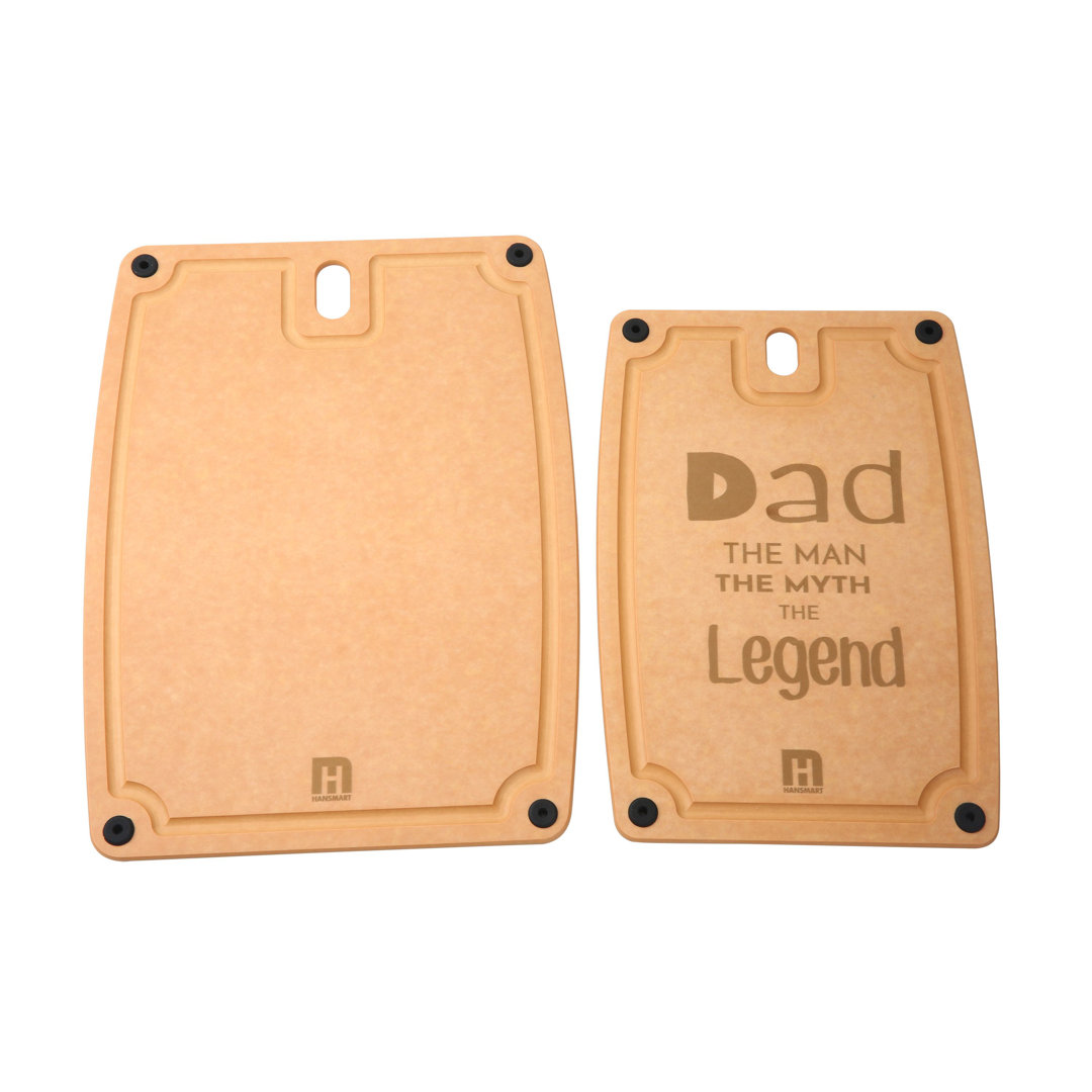 2-Pc. Eco-Friendly Composite Reversible Cutting Board Medium&Large Set With Handles, Dad Hansmart
