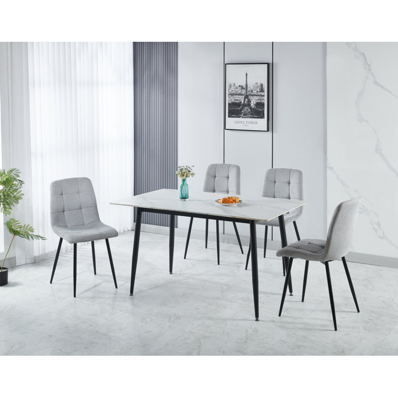 Deitrick Dining Set (4 - Seater Set), Light Grey