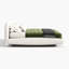 King Size White Boucle Upholstered Floating Bed Frame With Led Lights