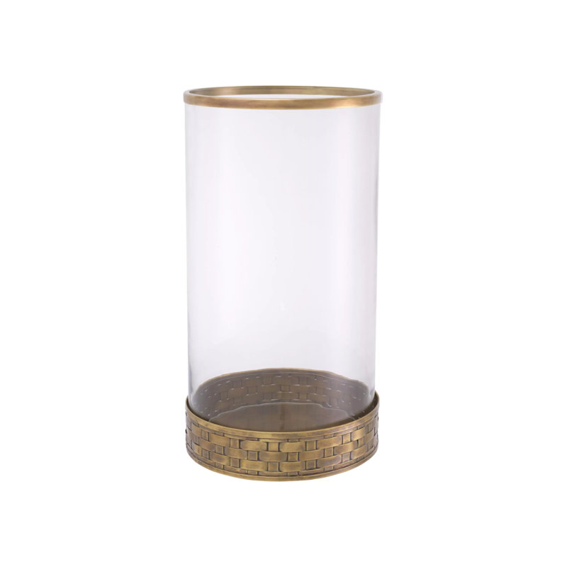 Lausanne Hurricane Candle Holder, Brass, 16.34" H x 8.86" W x 8.86" D