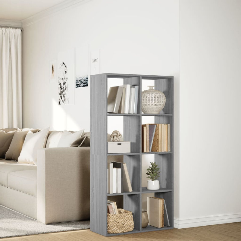 Sazya 69.5cm W Bookcase, (4 Shelves) 137.5cm H x 69.5cm W x 29cm D, Grey Sonoma