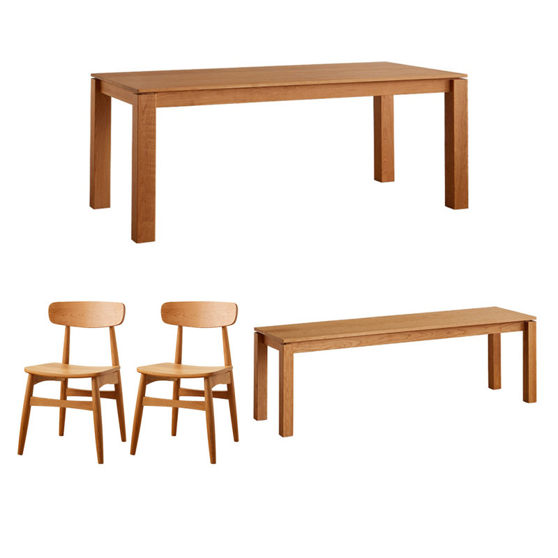 Steady and elegant solid wood table set, 29.52"H x 70.86"L x 33.46"W