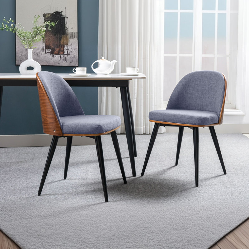 Dobbin Fabric Mid-Century Dining Chair, Blue