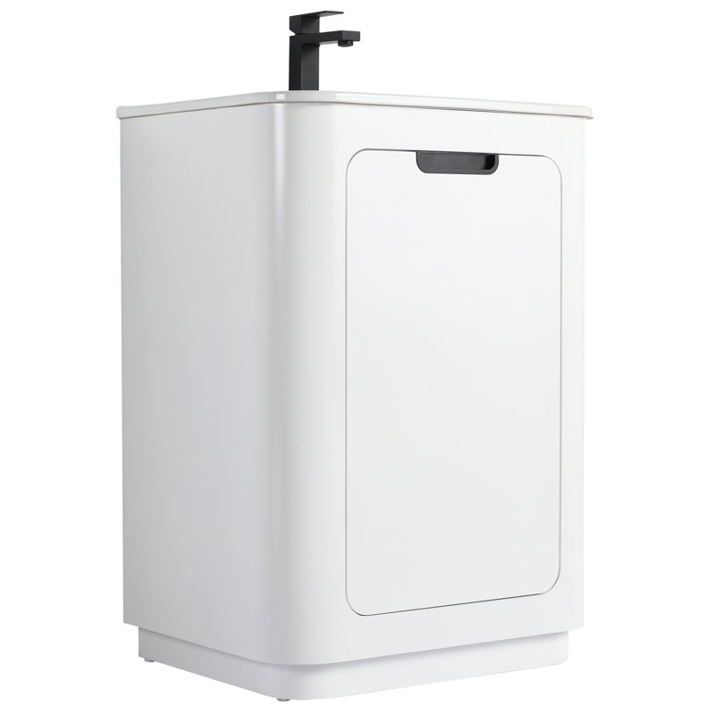 Atticus 24 Inch Bathroom Vanity with Sink, White/Black