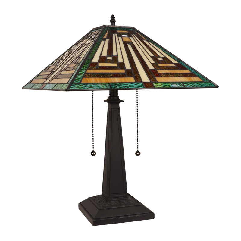 CHLOE Lighting FIRMAN Tiffany-Style 2-Light Mission Table Lamp 16" Shade