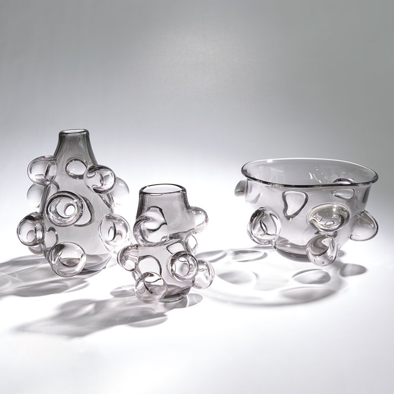 Bubbled Vase-Smoke Grey-Lg