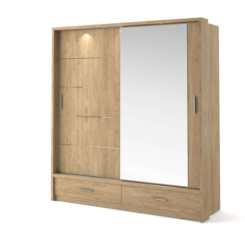 Tengan 2 Door Manufactured Wood Wardrobe, Oak Shetland