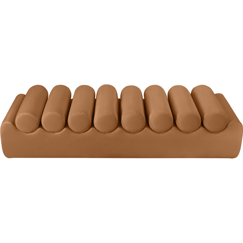 Rumble Vegan Leather Bench, Cognac Vegan Leather, 16.5" H x 72" W x 22" D