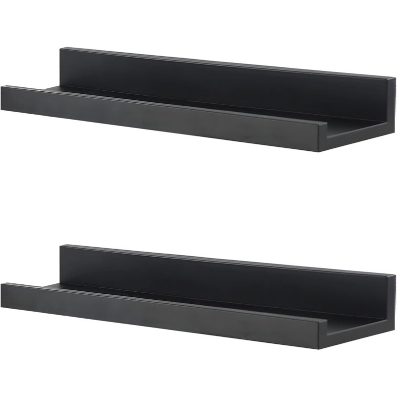 Charneshia 2 Piece Floating Shelf, Black, 10 H x 45 W x 5 D cm