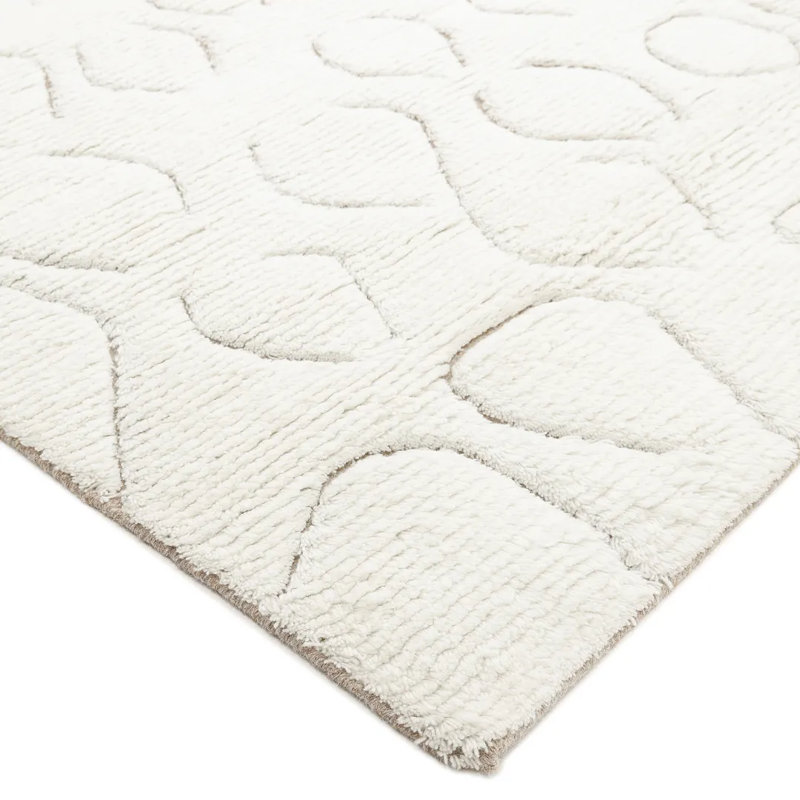 Hand Knotted Abstract Area Rug in Ivory/Black, Rectangle 8' x 10'