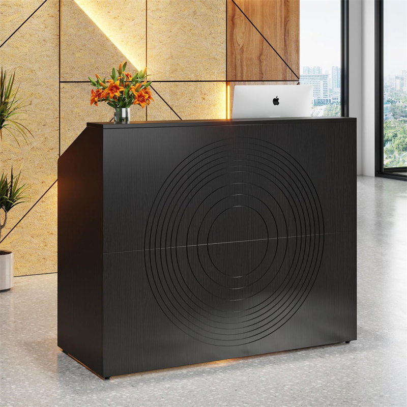 Bureau de réception 47 po noir moderne avec comptoir (sans la chaise), Noir