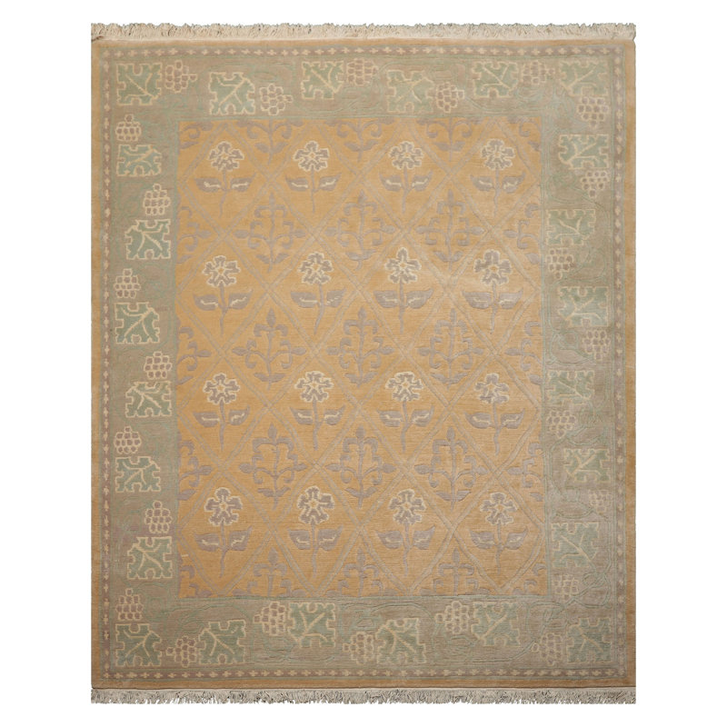 Tapis beige en laine noué à la main 8 pi x 10 pi