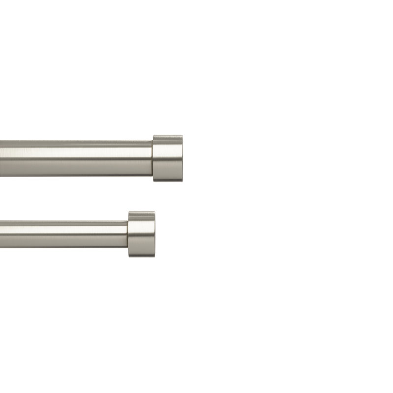Cappa Drapery Solutions Adjustable 1" Steel Double Curtain Rod Set, Nickel/Steel, 120" H x 180" W