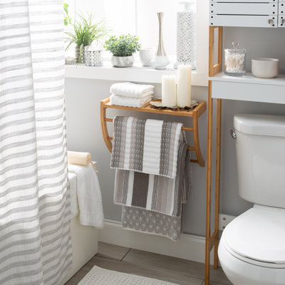 Lobel Bamboo Solid Wood Floating Shelf with Towel Bar