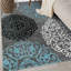 Tapis gris / bleu / noir à motif floral Padowski-1327923957