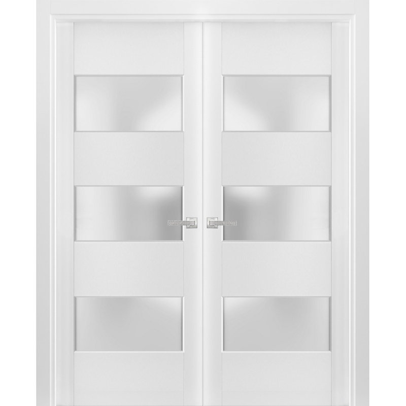 Portes françaises en verre givré Lucia, 56 po x 96 po