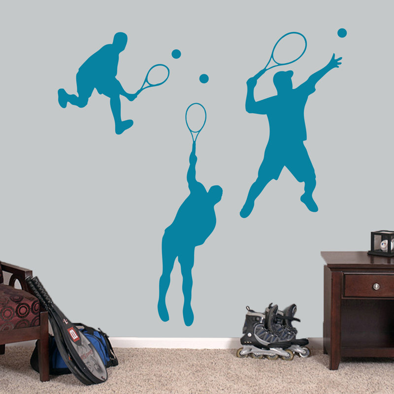 Ensemble 3 pièces de décalcomanie murale tennis de tennis Ansorge, Bleu sarcelle