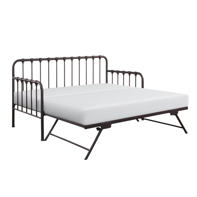 Lit de jour avec lit gigogne relevable et structure en métal 1 pièce, Bronze
