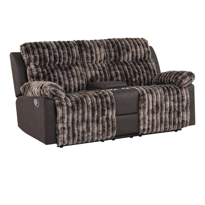 Bruni Brown Console Reclining Loveseat