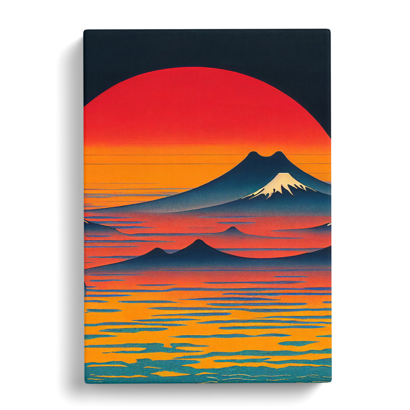 Japanese Sunset Retro - Wrapped Canvas Print, 60cm H x 40cm W x 3cm D