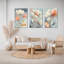 Douces fleurs florales, reproduction d'art sur toile tendue sur toile (ensemble de 3)-1550808449