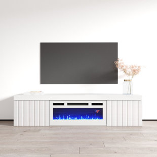 Meuble télé flottant pour téléviseur de 78 po ou moins avec foyer électrique inclus