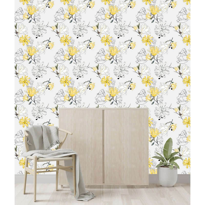 Kerryann Peel & Stick Floral Tile, 2.08' W x 10.42' L