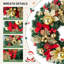 Couronne de Noël 18 po avec lumières pré-éclairées, à piles pour fenêtre de porte murale rouge + or