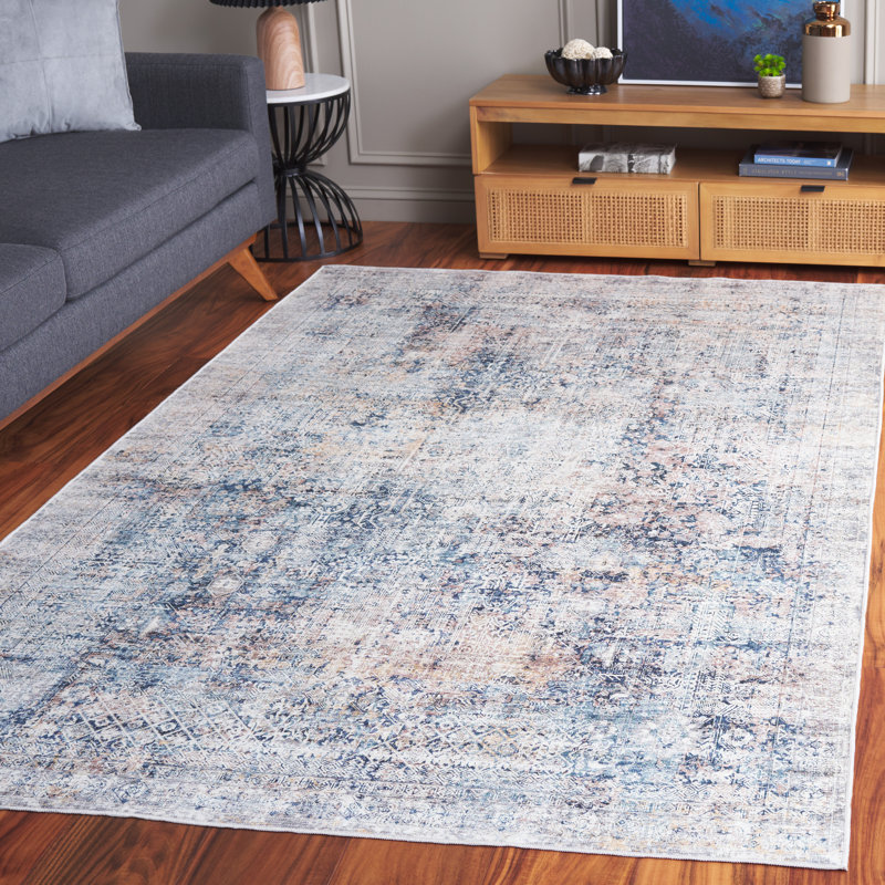 Persaud Area Rug In Navy / Beige, Rectangle 3"x 5"