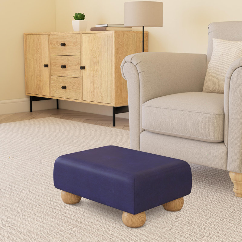 Acierno Natural Wood Bun Feet - Faux Leather, Blueberry Blue, Natural