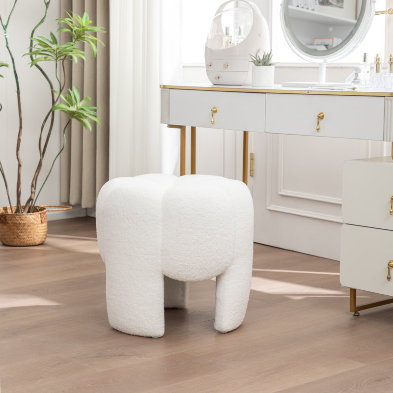 Fauteuil de maquillage en fausse fourrure, Beige