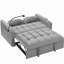 Canapé-lit pliable polyvalent de 55,51 pouces en 3 longueurs, canapé-lit moderne en velours coulissant, dossier réglable et avec port USB, cendrier et support pour téléphone pivotant (gris)-1375861753