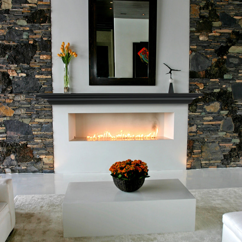 The Crestwood Fireplace Mantel Shelf, Black , 72"