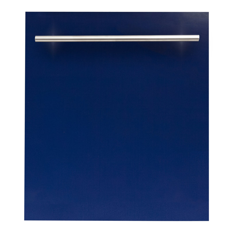 ZLINE 24 in. Top Control Built-In Dishwasher, 52dBa, Bleu brillant avec poignée de style moderne