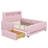 PU Upholstered Platform Bed With Drawer, LED Light Strip&USB Port-1929272844-1929272818