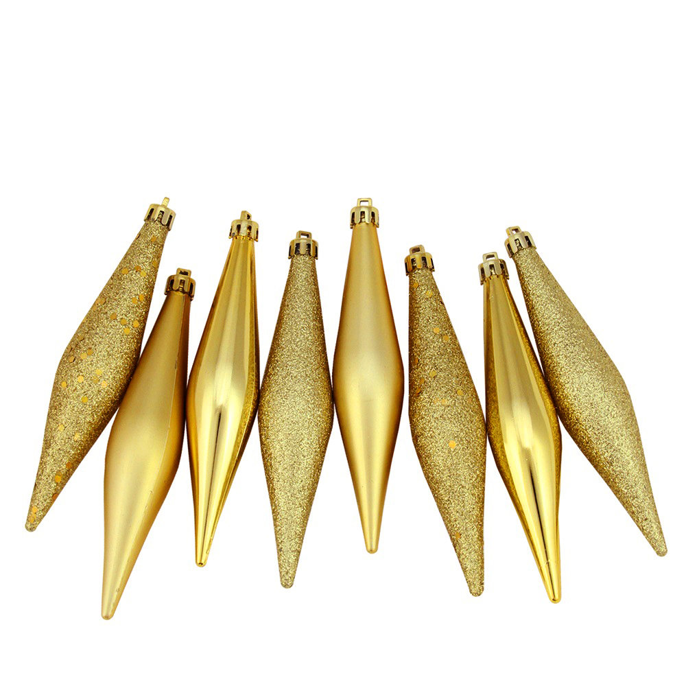 6" Shatterproof Finial Ornament, Vegas Gold