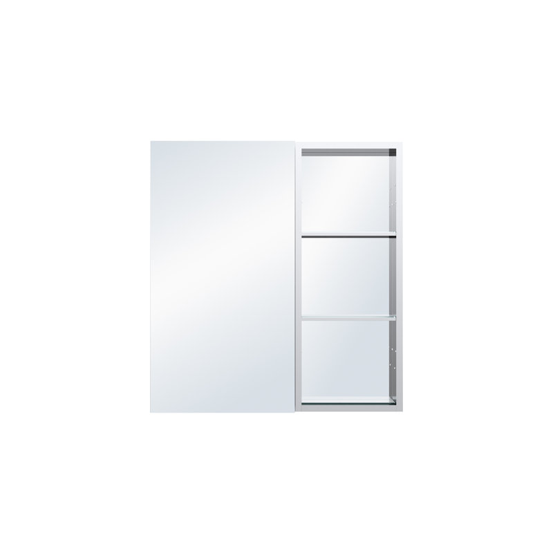 Armoire à pharmacie encastrée ou en saillie en aluminium avec miroir et étagère ouverte pour salle de bain (71 cm L x 76 cm H).