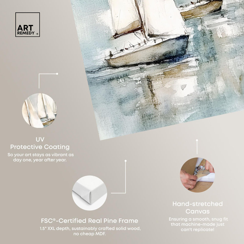 «Tale of Two Tides Coastal Decor» par Art Remedy, H 24 po x l 16 po, Toile tendue avec châssis