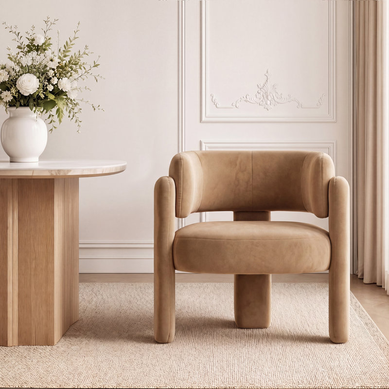 Rosanno Velvet Upholstered Dining Armchair , Khaki Velvet