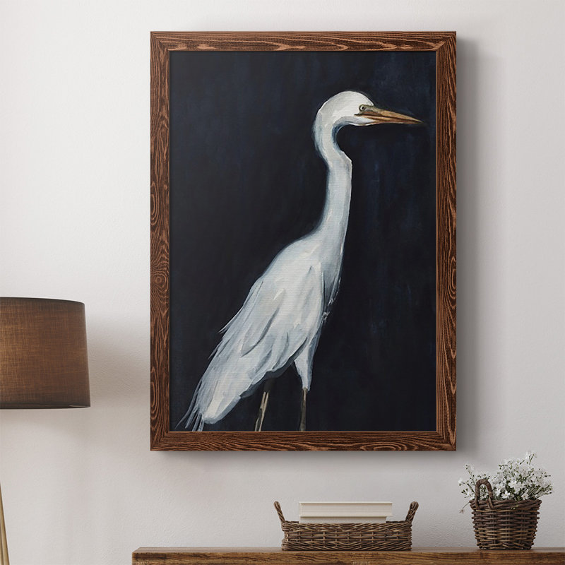 Baylor Calm Great Egret II, reproduction d'art sur toile, H 43,5 po x l 31,5 po x P 1 po, Cadre érable