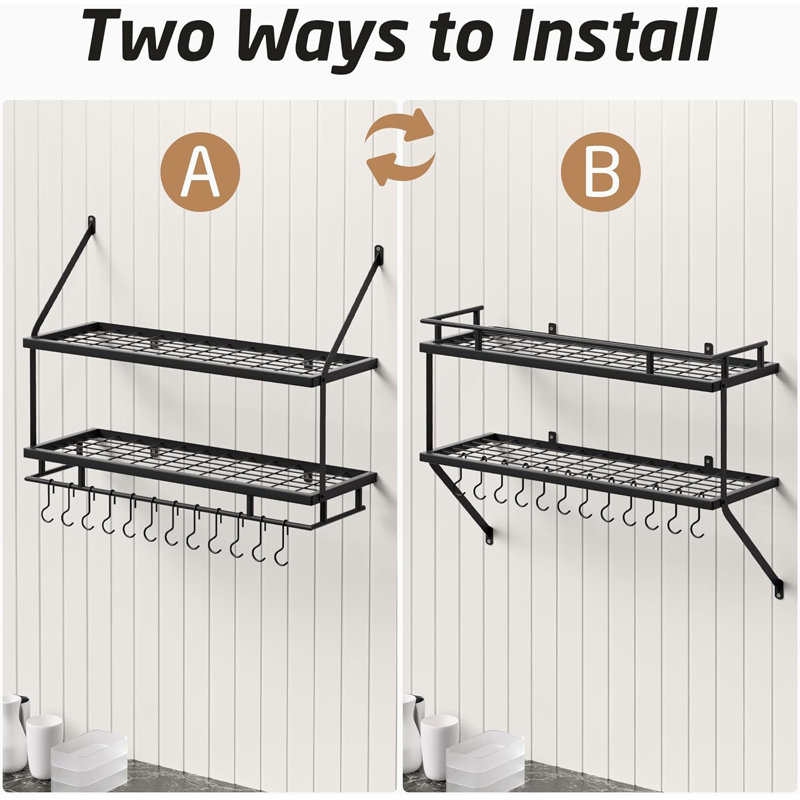 30-Inch Kitchen Pot Rack - Mounted Hanging Rack for Kitchen Storage and Organization