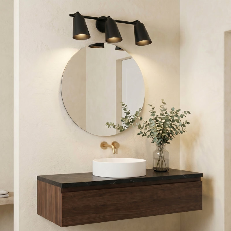 Éclairage pour meuble-lavabo 3 lumières Alvar, Matte Black, Matte Black